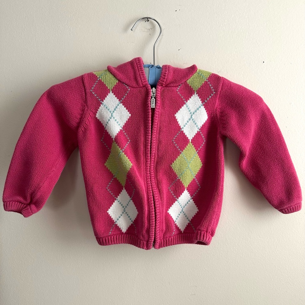 Baby GAP Vintage 2005‎ Argyle Hoodie Sweater